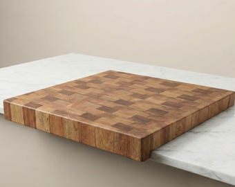 Over the Counter Walnut Cutting Board, End Grain Butcher Block, Custom Size Countertop Lip Board with Juice Groove, Personalized Chef Gift