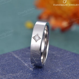 Moissanite Male Wedding Band 5mm Mens Engagement Ring Diamond Wedding Ring Minimalist Rings For Men Promise Ring Unique Anniversary Gift