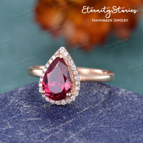 Pear shaped sale ruby engagement rings