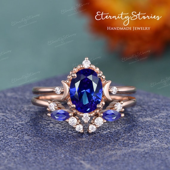 Blue wedding on sale ring sets