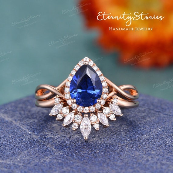 Blue sapphire deals bridal sets