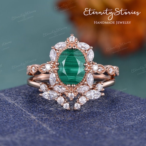 Vintage Malachite Engagement Ring