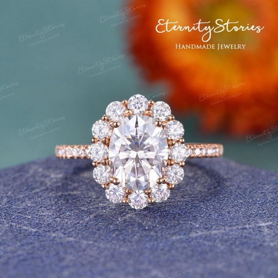 14k White Gold Genuine White Diamonds Hidden Halo 2ct Moissanite Engagement  Ring | eBay