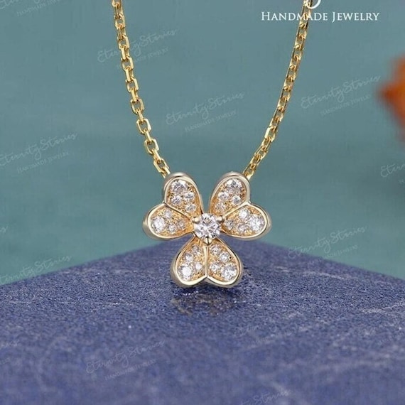 【Moissanite】Clover ring ÉCLATrou jewelry Moissanite Clover Ring - Four Leaf Ring, Pave Lucky Ring , 4