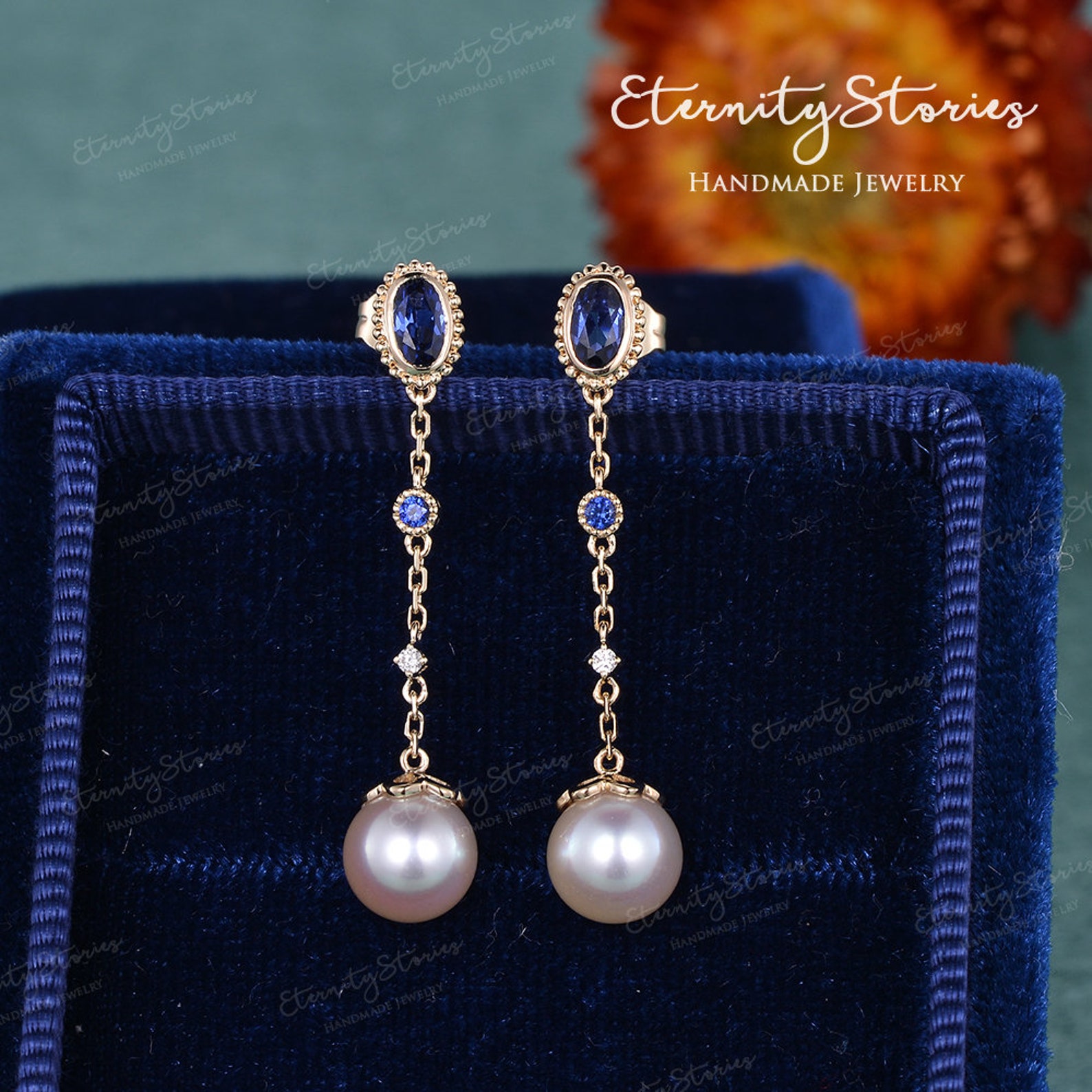 pearl and sapphire earrings pearl and sapphire earrings
