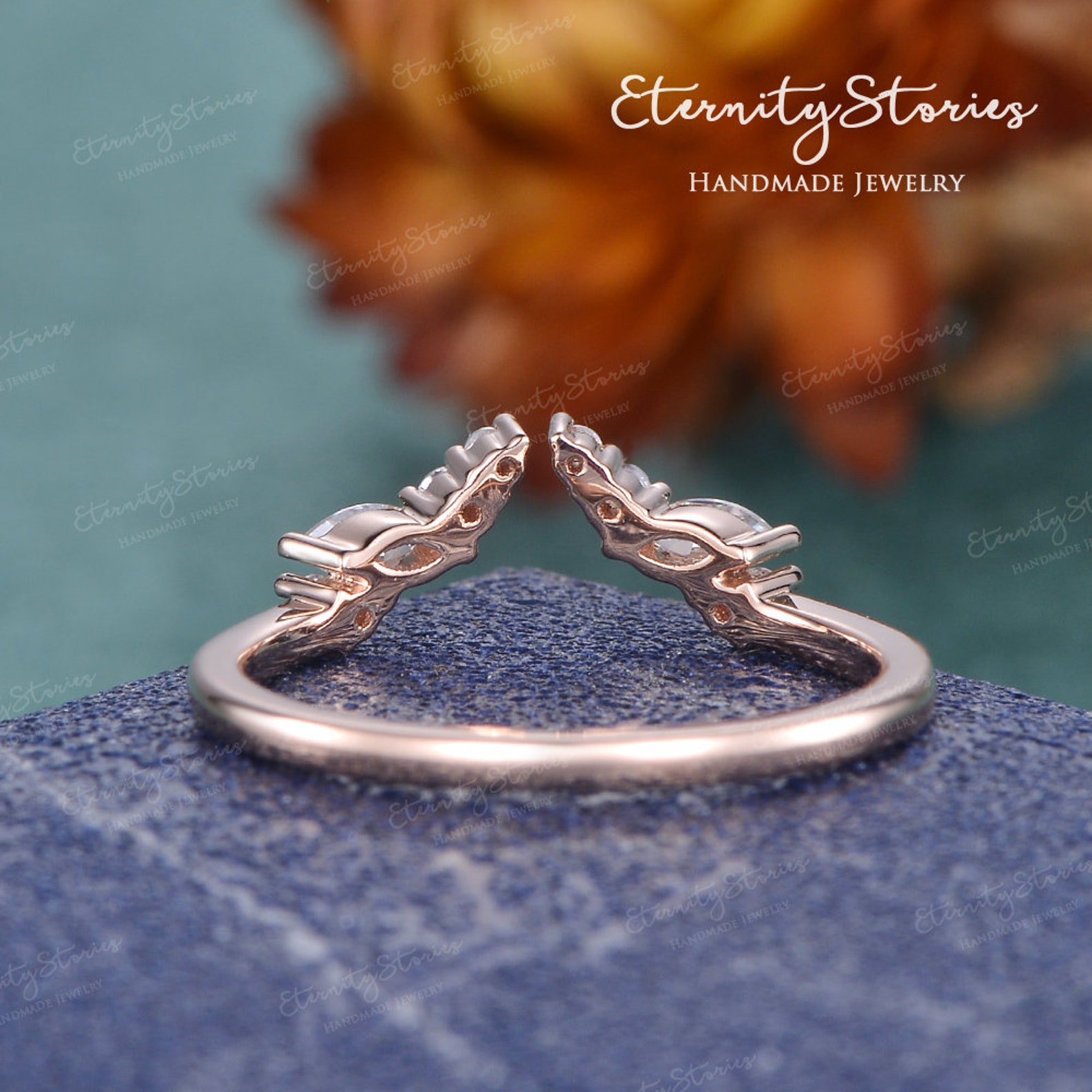 Open Wedding Band Curved Wedding Band Ring Enhance White Gold Etsy