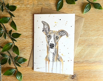 Greyhound birthday card, whippet birthday card, sighthound art, birthday card for boyfriend, for wife, greyhound gifts, whippet gifts