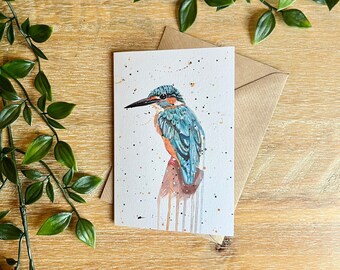 Kingfisher card, kingfisher birthday card, kingfisher gift, bird cards, wildlife cards, wildlife gifts, birthday card for mum, for dad