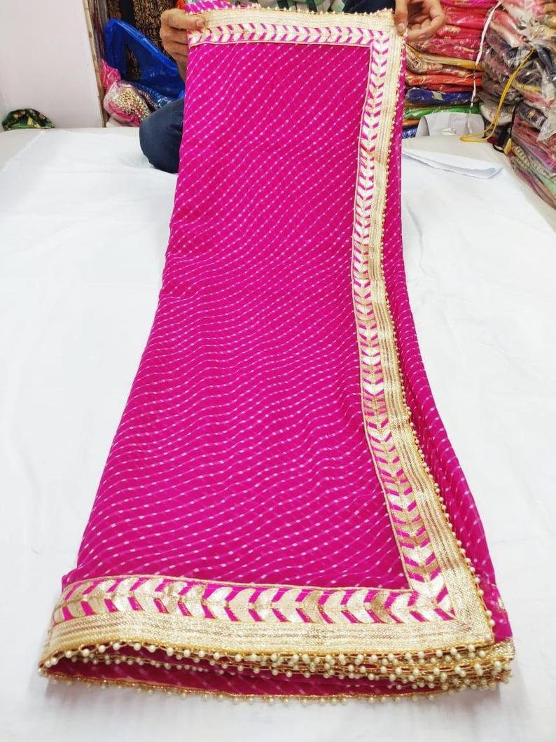 Wedding Saree for Women Mothda Leheriya Saree Traditional Indian Designer saree With Unstitched Blouse Piece Gotapetti Border Dresses