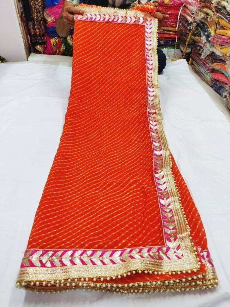 Wedding Saree for Women Mothda Leheriya Saree Traditional Indian Designer saree With Unstitched Blouse Piece Gotapetti Border Dresses