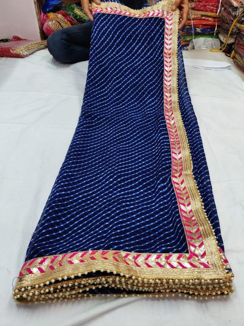 Wedding Saree for Women Mothda Leheriya Saree Traditional Indian Designer saree With Unstitched Blouse Piece Gotapetti Border Dresses