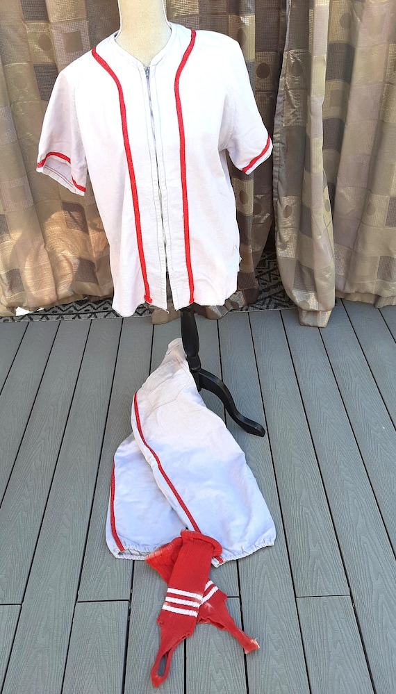 1950s Baseball Uniform Set: Vintage Flannel Shirt & Pants, Toronto