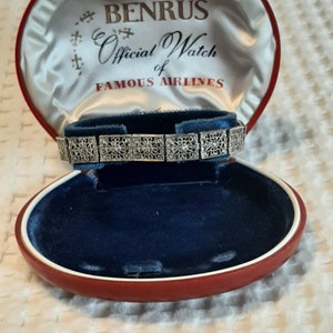 Vintage Sterling Silver Bracelet in a vintage Benrus watch case Antique  Chic Gift Unique and in Great Condition Jewelry Vintage watch box