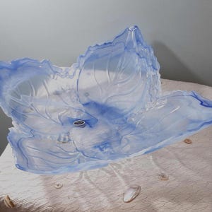 Vintage Murano art glass decorative bowl Hand blown translucent blue and clear art glass bowl Original makers label Made in Italy Ex cond