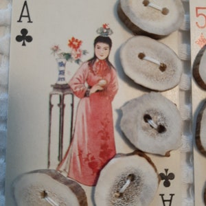 Ethically sourced deer antler buttons Asian themed playing cards Knitting Jewelry making Pagan Witch craft Sewing supplies Crafting supplies