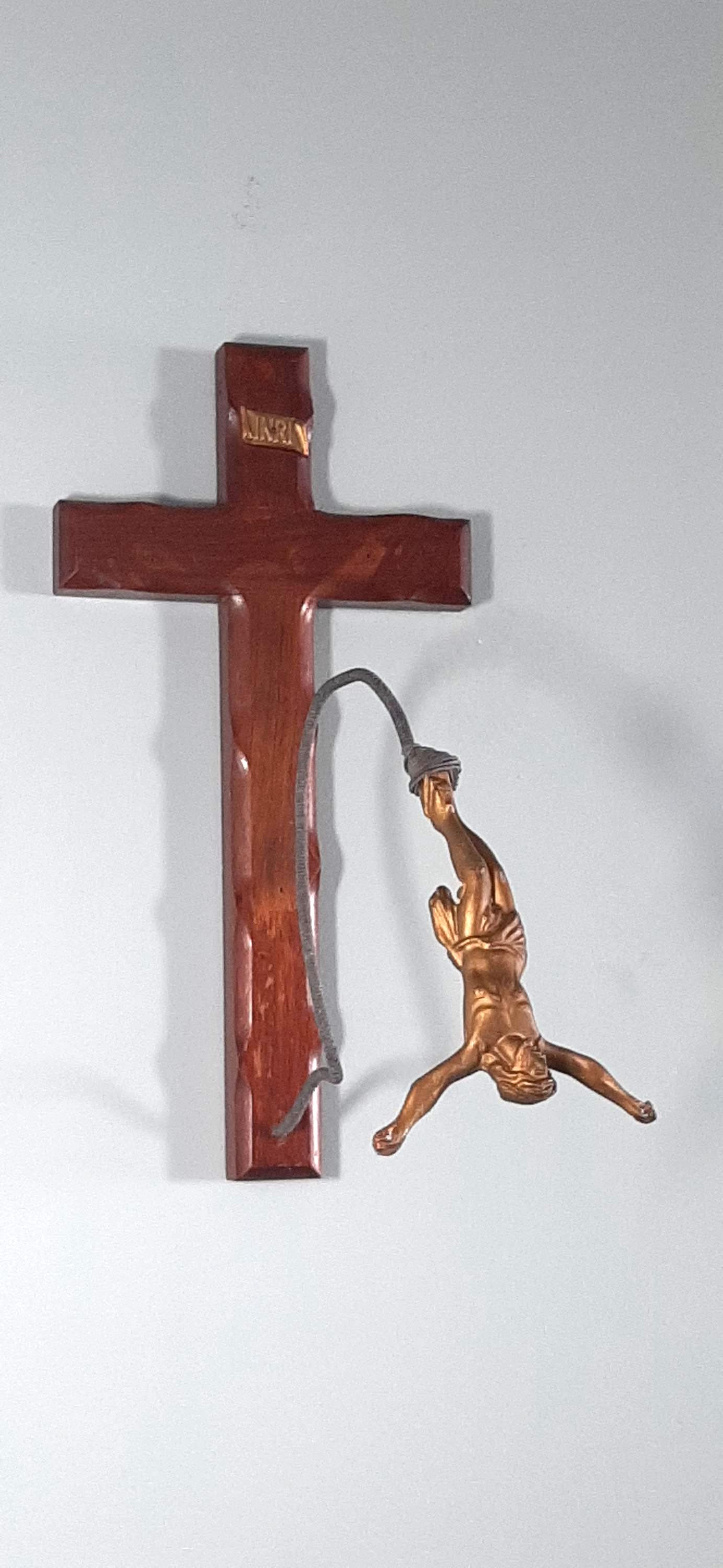 Bungee Jezus Crucifix, Jezuscross, Jumping Jezus hars beeldje, Wall Art