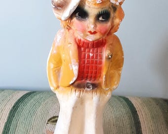 Vintage Chalkware Flapper Girl Doll Carnival Girl Doll Carnival