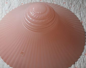 Cubierta de lámpara de techo de vidrio opaco rosa empolvado con cascada Art Deco vintage Pantalla de lámpara de techo de vidrio Parte de la lámpara Artefacto de iluminación Montaje de cadena de 3