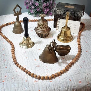 5 Brass bells Alter bells Pagan bells Wiccan bells Meditation bell Ceremonial bells Elephant claw bell  School bell[shaped]bell Buddhism