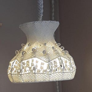 Vintage weiße Makramee Pendellampe mit Birnen Macrame Swag Lampe Makramee Hängelampe Boho Dekor Boho Dekor BOHO Lampe Lampenschirm