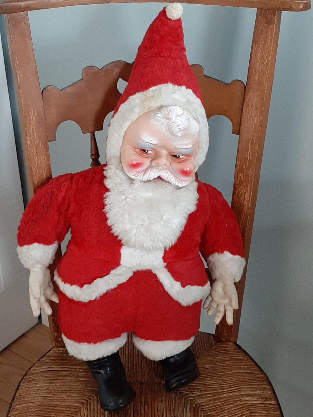 Vintage Rubber Face Hands and Feet Santa Claus 25 Inches From Toes
