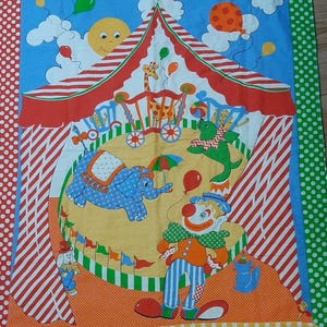 Circus clown baby blanket 1980-1990 Crib blanket Blankie Handmade quilt Baby&#39;s blanket Nostalgic clown blanket Panel quilt Brightly colored