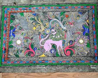 ヴィンテージのメキシコアマテ樹皮画：カラフルな鳥の民芸品 - Etsy 日本