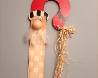 Décoration murale père Noël en bois faite main Art folklorique Père Noël père Noël peint à la main à suspendre Décoration de Noël Décoration d'hiver Décoration champêtre vintage