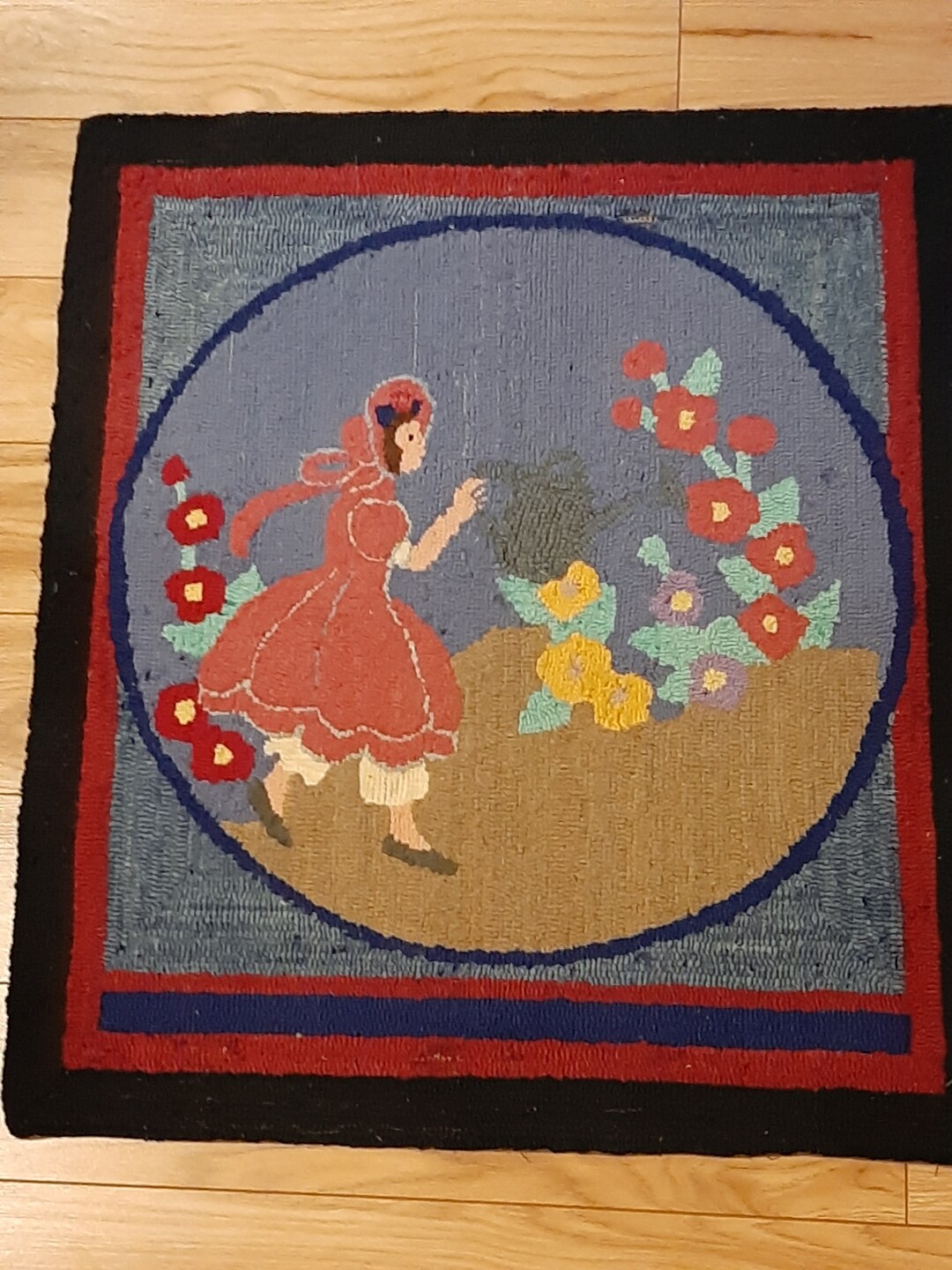 Wool Through Rugs Antique Authentic Wool Antique Hooked Rug Wool Hooked Through Burlap ...