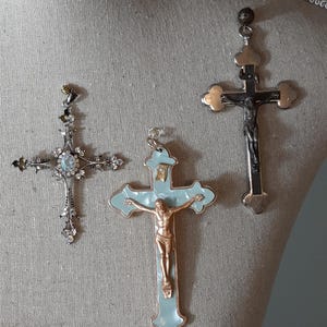 Cross pendants cross necklaces Enamel cross pendant Celluloid & metal cross faceted crystal cross Religious Church Worship Gothic Jewelry