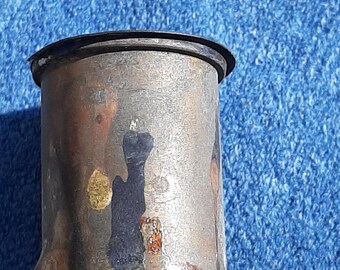 アンティーク真鍮インク壺 真鍮のスライド蓋 金属製インサート