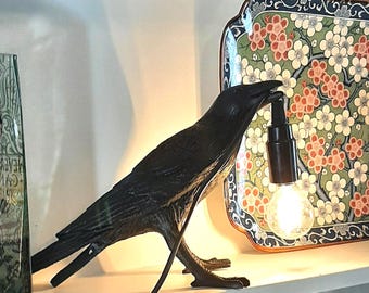 Crow lamp Raven light Crow table lamp Raven table light Decor lamp Resin crow light Halloween raven lamp Unique crow decor Bulb included