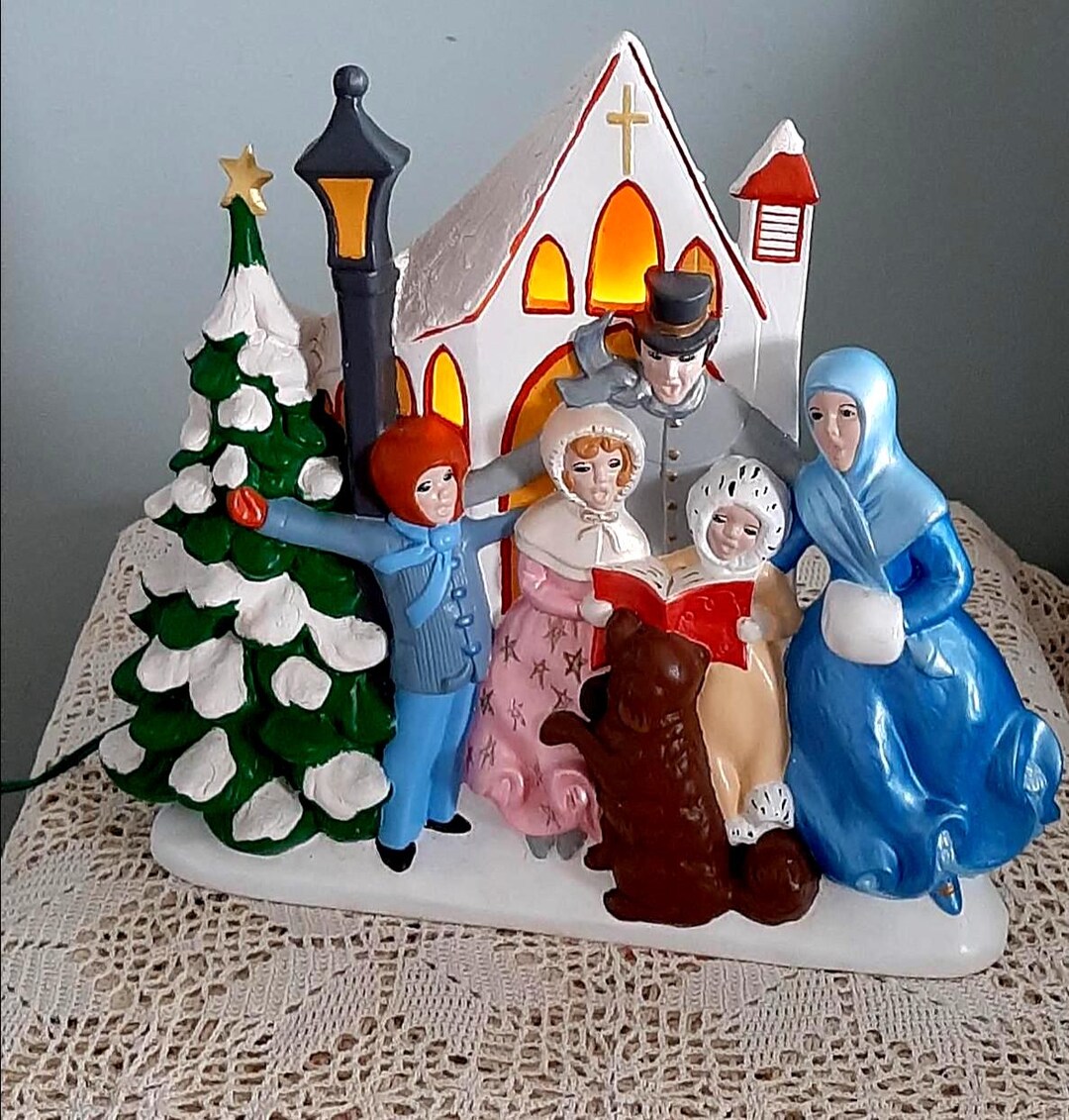 ヴィンテージ セラミック クリスマス キャロル テーブル ランプ 