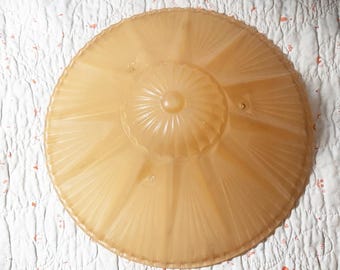 Vintage Art Deco Pfirsich satiniert opak Glas Deckenleuchte Abdeckung Runde Glas Deckenleuchte Lampenschirm Lampenteil Leuchte 3 Kettenhalterung