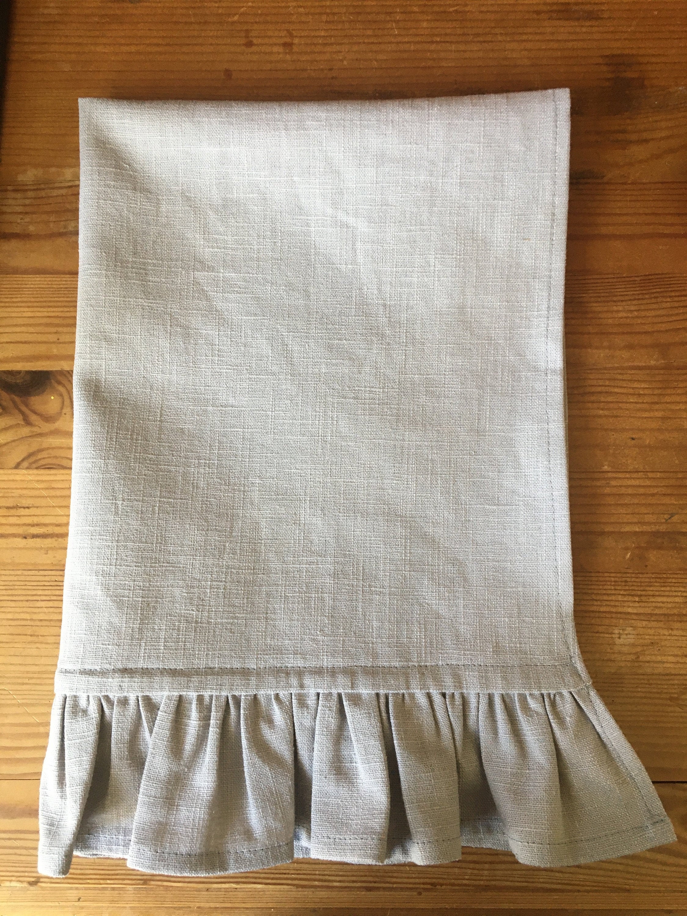 Ruffled Linen Tea Towel Etsy