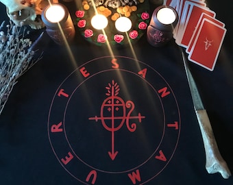 Santa Muerte Holy Death Altar Ritual Tablecloth Occult Magic tool Handcrafted