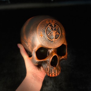 Satan Altar Skull Inverted cross 666 Baphomet Witch decor Witchcraft supplies Handcrafted