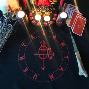 Nappe rituelle pour autel de la mort sacrée Santa Muerte Outil de magie occulte Fabriqué à la main