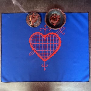 Erzulie Dantor Veve Haitian Voodoo Altar Set | Vodou Lwa Ritual Tools | Hoodoo Santeria | Spiritual Witchcraft Decor Handcrafted