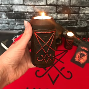 ルシファーの印章 祭壇用燭台 儀式用キャンドルホルダー 悪魔学 オカルト 魔術用品 魔術 手作り