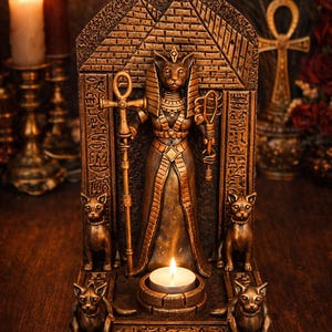 Bastet kattengodin Egyptisch altaar ritueel standbeeld