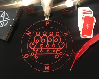 Paimon Sigil Goetia Demon Altar mantel Herramienta ritual Salomón magia Suministros de brujería Hecho a mano