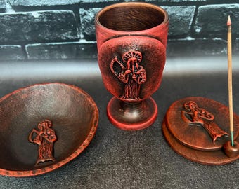 Santa Muerte Ritual Altar Set | Holy Death Worship Tools | Occult Witchcraft Supplies | Día de los Muertos Decor | Handcrafted Set