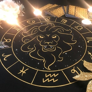 Leo Sternzeichen Tischdecke Tarot Tuch Hexe alter Dekor Altar Hexerei Lieferungen Zauberei