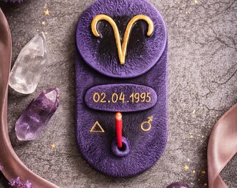 Aries Zodiac Incense Holder with Birth Date Personalized Decor