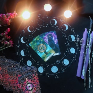 Tovaglia per tarocchi della luna Tovaglia per astrologia Altare Goroscop Forniture per stregoneria