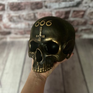 Skull Inverted cross Satan altar 666 Witch decor Altar Witchcraft supplies Handcrafted