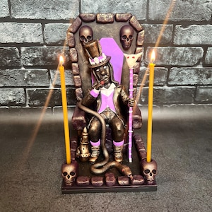 Baron Samedi Altar Statue  Haitian Voodoo Ritual Decor Occult Figurine Witchcraft Altar Tool Handcrafted Spiritual Art
