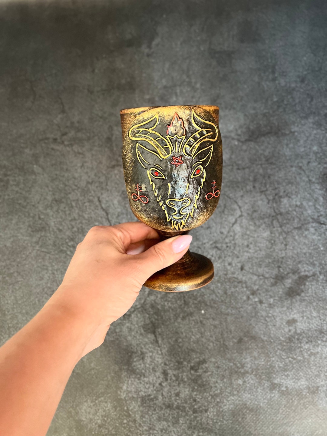 Baphomet Sulfur Sigil Altar Cup Goblet Occultism Satan Ritual ...