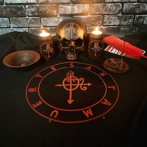 Santa Muerte Sigil Holy Death Altar tablecloth Ritual cloth Witchcraft supplies  Sorcery Handcrafted